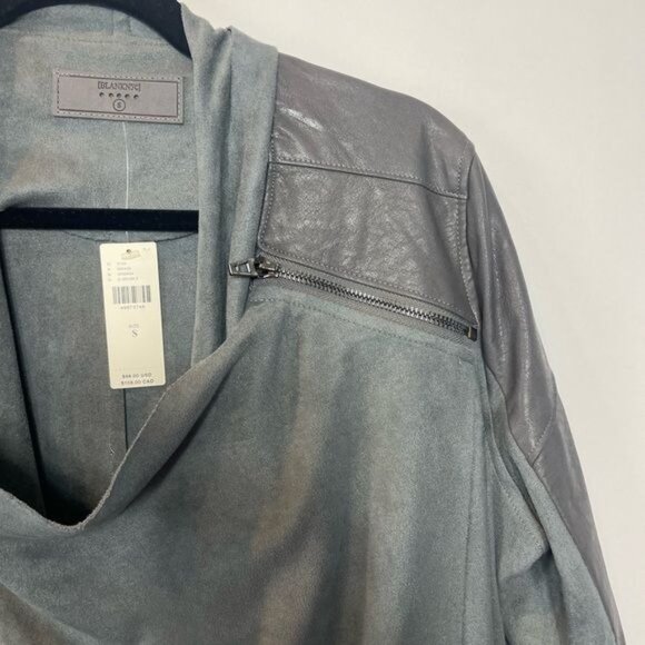 Blank NYC Gray Suede & Leather Drape Collar Jacket NWT Size Small - Picture 6 of 14